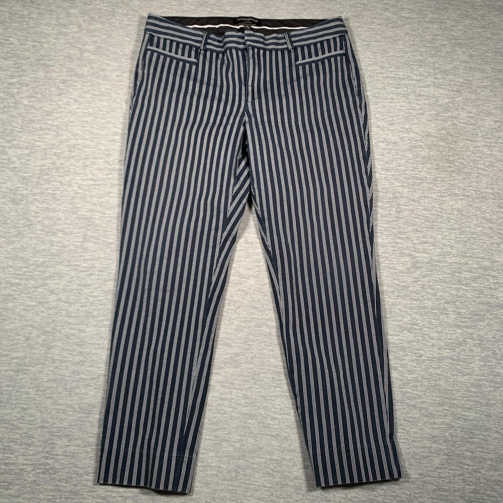 Banana Republic Pants Womens 6 Blue White Striped Sloan Crop Slim Career Office